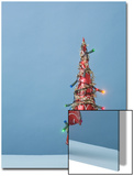 Christmas Tree with Lights and Blue Background