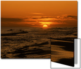 Beach with Sun and Red-Orange Sky