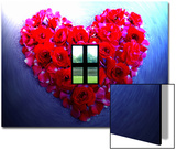 Roses Form Heart Shape with Window