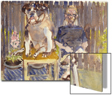 Watercolor Painting of a Man and Dog Sitting