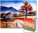Kentucky Barn with Blue Mountains in Background
