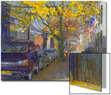 Watercolor Painting of a Neighborhood Street Scene