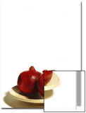 Two Pomegranates on Plate on White Background