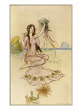 A Water-Nymph Sits on the Sand with a Nautilus