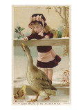 A Small Girl Admires the Goose and Looks Forward to Her Christmas Dinner
