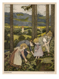 Children in a Wood  Picking Wild Strawberries