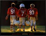 "Winners Never Quit - Football" Pre-made-framed Lamina Framed Art Print