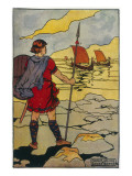 Viking Ships Approach the East Anglian Coast of England  Carrying Danish Raiders to Britain