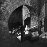 Cases of Moet and Chandon Champagne in a Brick Cellar