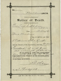 Notice of Death from Union Workhouse  Maldon  Essex