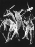 A Batsman Exhibitis Four Different Shots