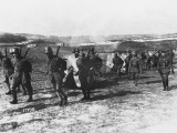 German Infantry Towing Artillery During World War I on the Western Front