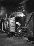 Metalworkers Welding a Railway Carriage