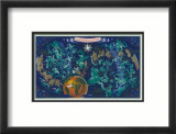 Air France: Celestial Map with Constellations and Zodiac  c1950