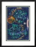 Air France: Celestial Map with Constellations and Zodiac  c1950