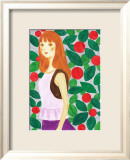 Girl with a Long Hair Surrounded by Flowers