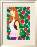 Girl with a Long Hair Surrounded by Flowers