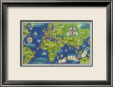 Air France: Flight Routes And Illustrated World Map  c1950