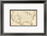 Map of the United States and Texas  Mexico and Guatimala  c1839