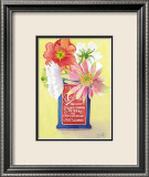 Flowers in a Red and Blue Can