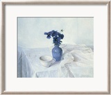 Pansies in a Blue Vase