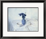 Pansies in a Blue Vase