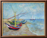 Fishing Boats on the Beach at Saints-Maries  c1888