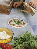 High Angle View of a Chef Making Pizza