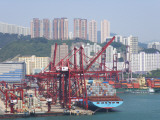 China  Hong Kong  Busy Harbor with Ships and Containers