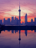 China  Shanghai  Oriental Pearl Tv Tower with Pudong Skyline at Sunrise