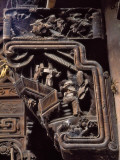 China  Zhejiang Province  Intricate Wood Carving on Traditional Architecture