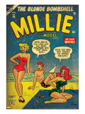 Marvel Comics Retro: Millie the Model Comic Book Cover 45  in Bathing Suit  at the Beach (aged)