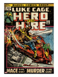 Marvel Comics Retro: Luke Cage  Hero for Hire Comic Book Cover 3  Mace in Helicopter (aged)