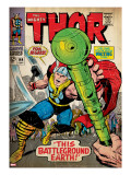 Marvel Comics Retro: The Mighty Thor Comic Book Cover 144  Charging  Swinging Hammer (aged)