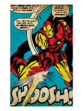 Marvel Comics Retro: The Invincible Iron Man Comic Panel  Fighting and Shooting  Shoosh! (aged)