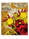 Marvel Comics Retro: The Invincible Iron Man Comic Panel  Fighting and Shooting (aged)