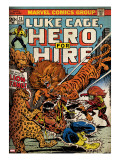 Marvel Comics Retro: Luke Cage  Hero for Hire Comic Book Cover 13  Fighting Lion-fang (aged)