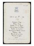 Un menu du duc d'Aumale au château de Chantilly de juillet 1893 à octobre 1894 