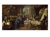 Colbert présente à Louis XIV les membres de l'Académie Royale des Sciences crée en 1667