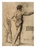 Copie de deux hommes nus d'après Raphaël (dessin pour la bataille d'Ostie)