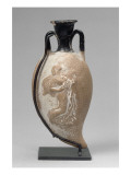 Amphorisque  vase plastique en forme d'amande Sur chaque face  en relief  femme dansant