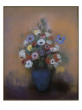 Anémones et lilas dans un vase bleu