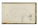 Album : Vache broutant  et paysanne assise