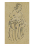 Femme vêtue d'une robe rayée