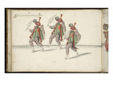 Album ; Ballet de la Douairière de Billebahaut ; "Entrée des Docteurs Perciens"; trois figures