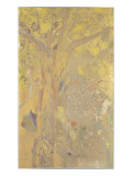 Décoration Domecy : arbres  fond jaune