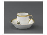 Tasse et soucoupe à café : décor d'oiseaux