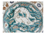 Plat au lion attaquant une antilope