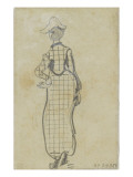 Femme élégante  de dos  portant une robe à carreaux