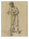 Paysan appuyur le manche d'une be  de pour L'Angs vers 1859